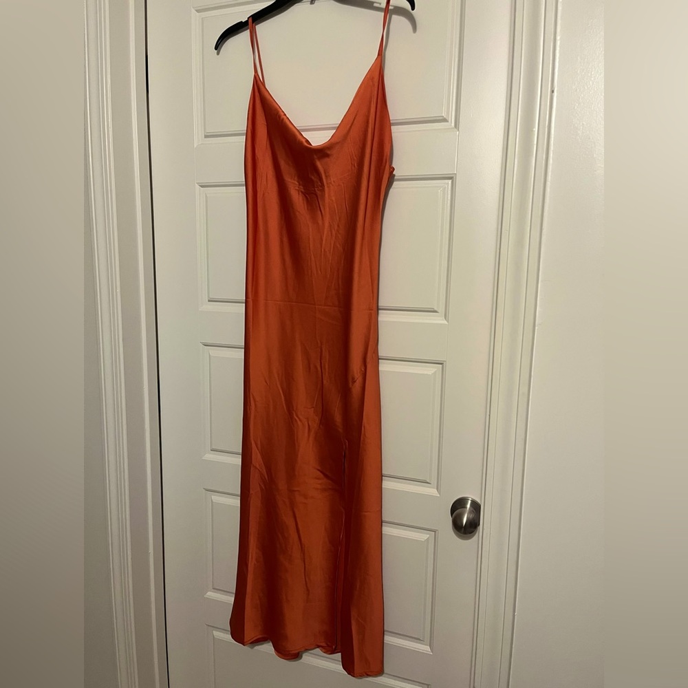Rust midi cocktail dress